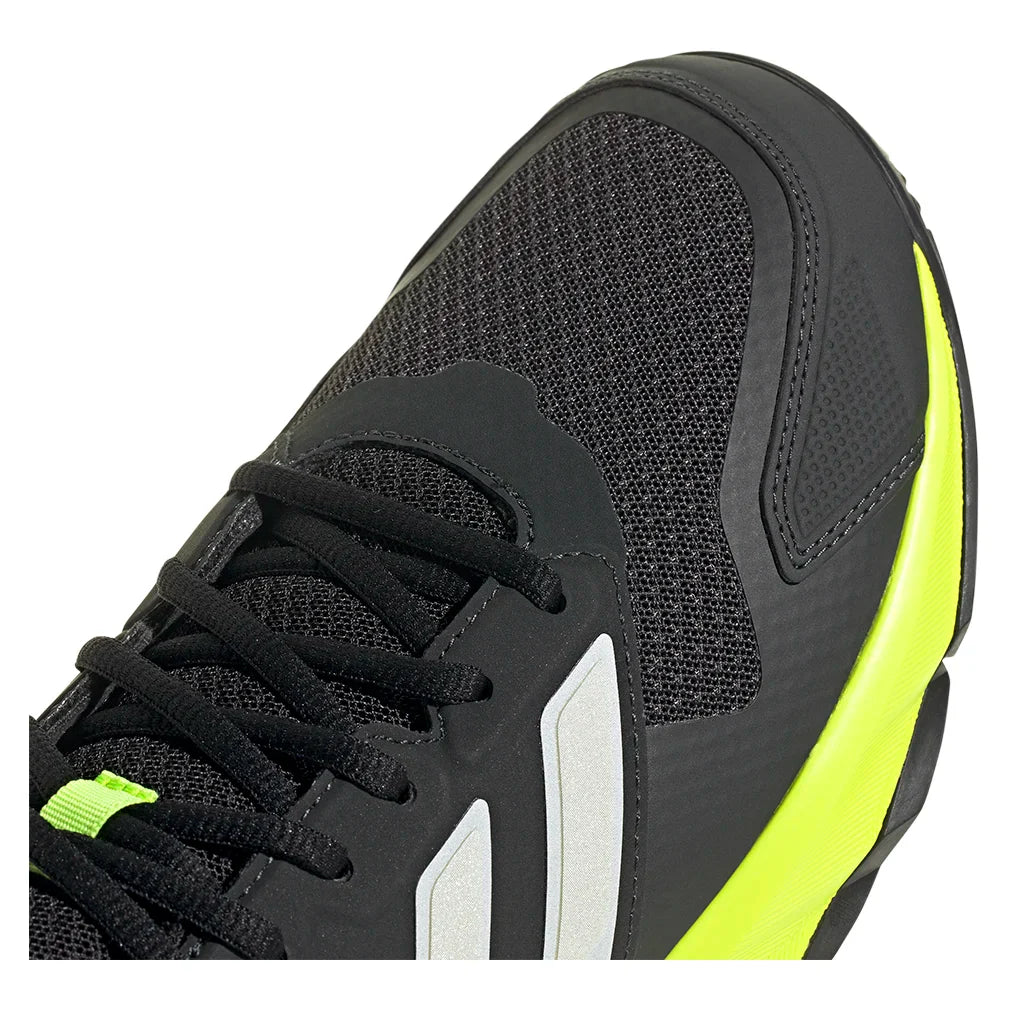 Men`s CourtJam Control 3 Tennis Shoes Carbon and Lucid Lemon Footwear Adidas
