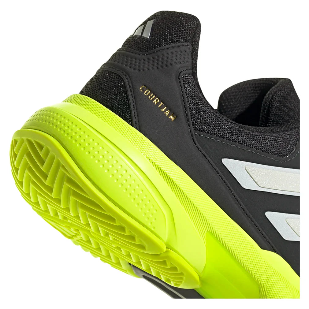 Men`s CourtJam Control 3 Tennis Shoes Carbon and Lucid Lemon Footwear Adidas