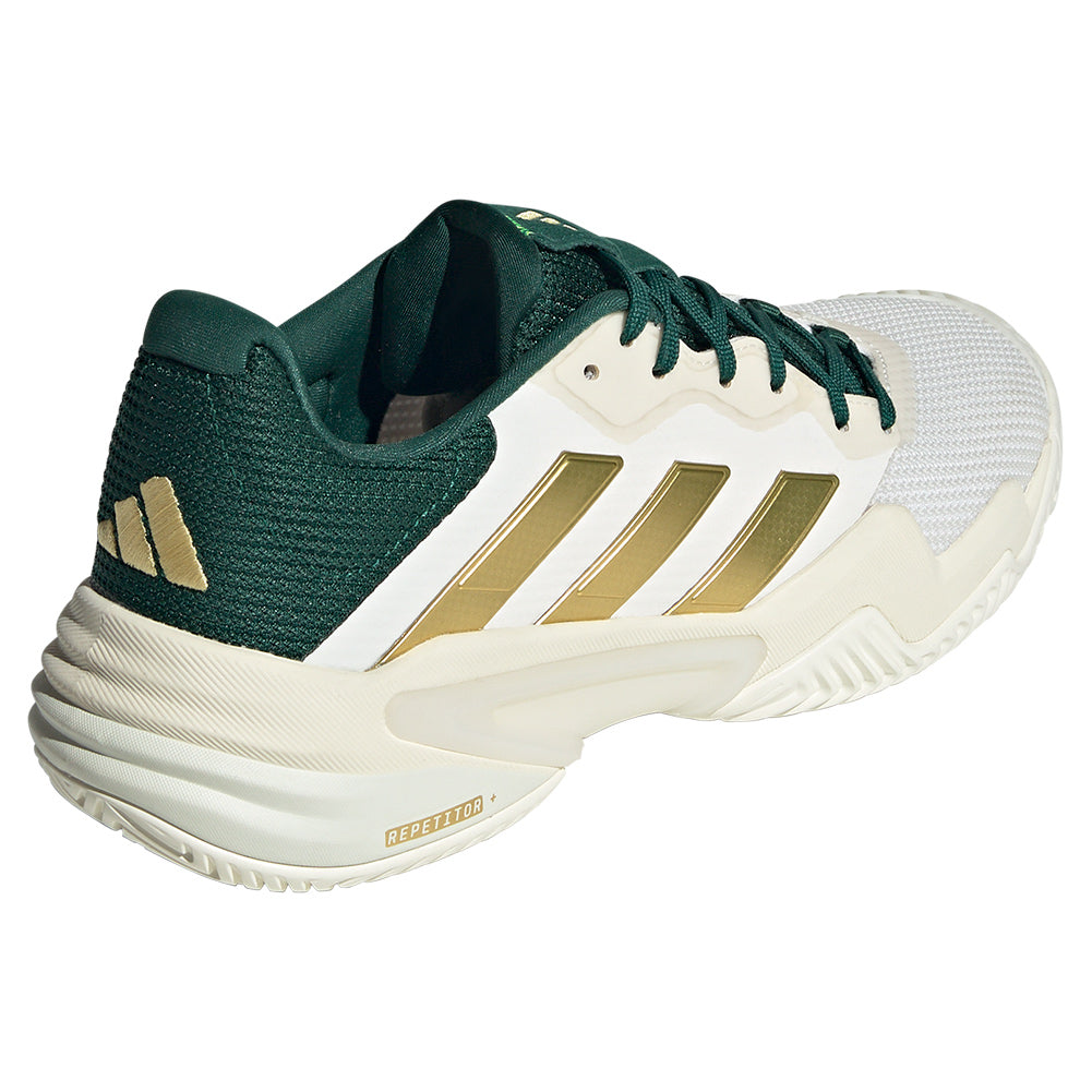 Men`s Barricade 13 Tennis Shoes White and Gold Metallic Footwear Adidas