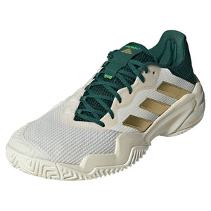 Men`s Barricade 13 Tennis Shoes White and Gold Metallic Footwear Adidas