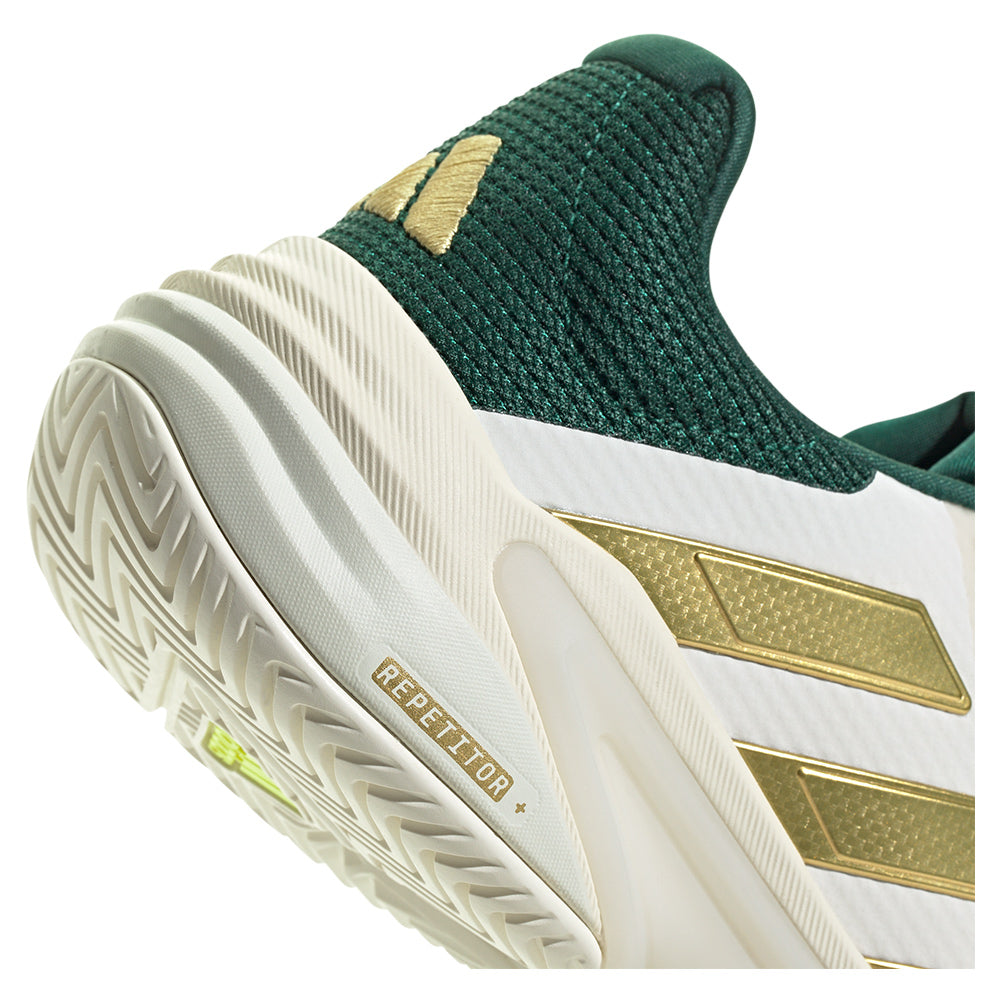 Men`s Barricade 13 Tennis Shoes White and Gold Metallic Footwear Adidas