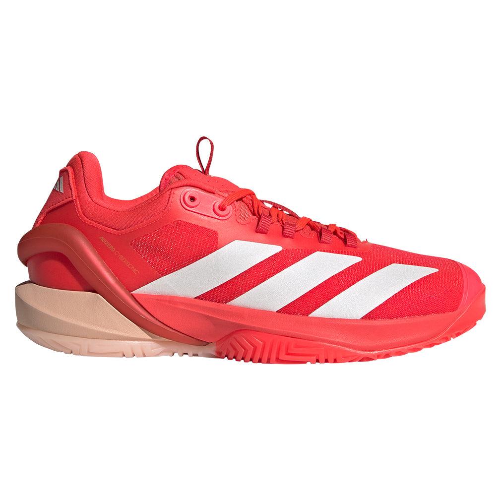 Women`s Adizero Cybersonic 2 Tennis Shoes Lucid Red and Powder Coral Footwear Adidas