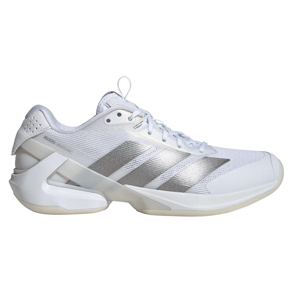 Women`s Adizero Ubersonic 5 Tennis Shoes White and Silver Metallic Footwear Adidas