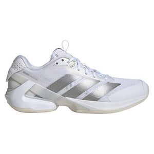 Women`s Adizero Ubersonic 5 Tennis Shoes White and Silver Metallic Footwear Adidas