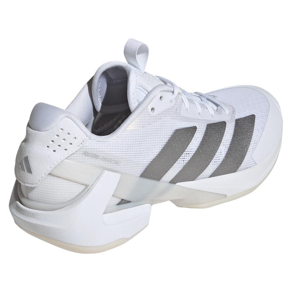 Women`s Adizero Ubersonic 5 Tennis Shoes White and Silver Metallic Footwear Adidas
