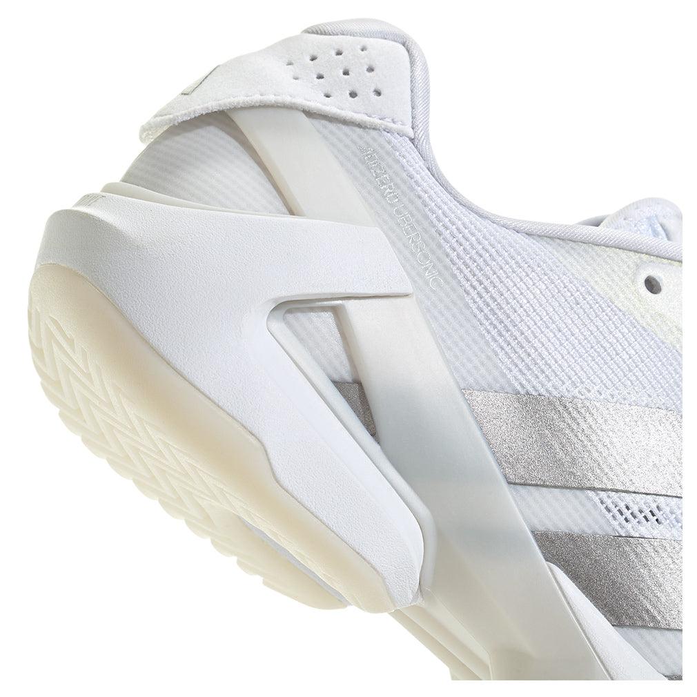 Women`s Adizero Ubersonic 5 Tennis Shoes White and Silver Metallic Footwear Adidas