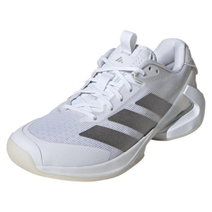 Women`s Adizero Ubersonic 5 Tennis Shoes White and Silver Metallic Footwear Adidas