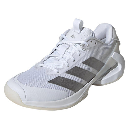 Women`s Adizero Ubersonic 5 Tennis Shoes White and Silver Metallic Footwear Adidas