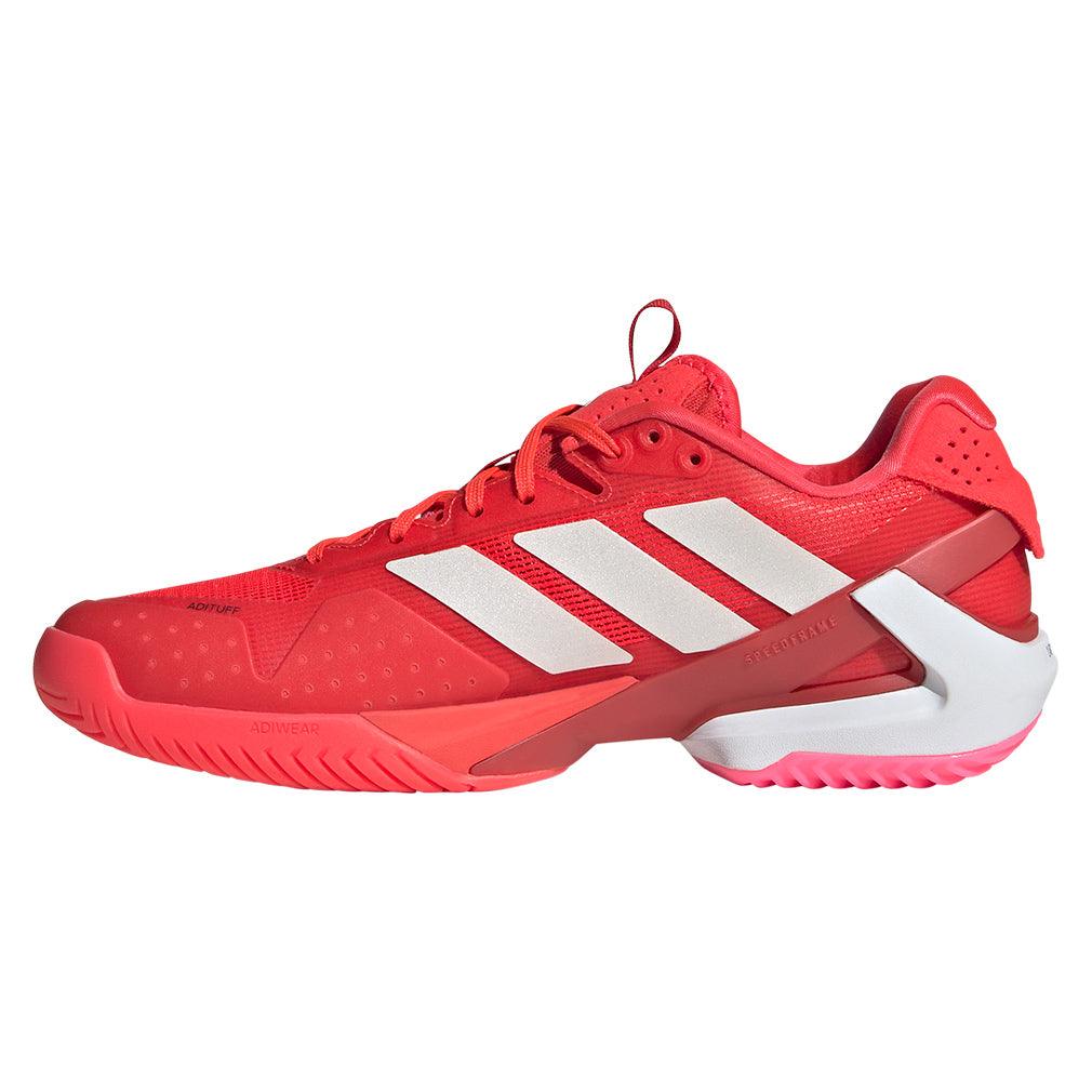Women`s Adizero Ubersonic 5 Tennis Shoes Lucid Red and Lucid Pink Footwear Adidas