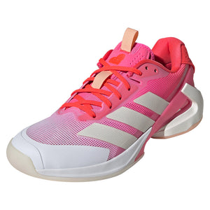 Women`s Adizero Ubersonic 5 Tennis Shoes Lucid Pink and Lucid Red Footwear Adidas