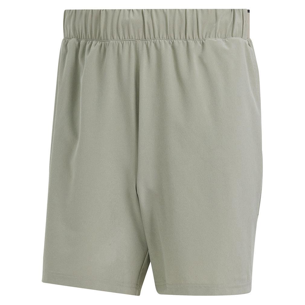 Men's 9 Inch Club Woven Stretch Tennis Shorts SIlver Pebble Adidas
