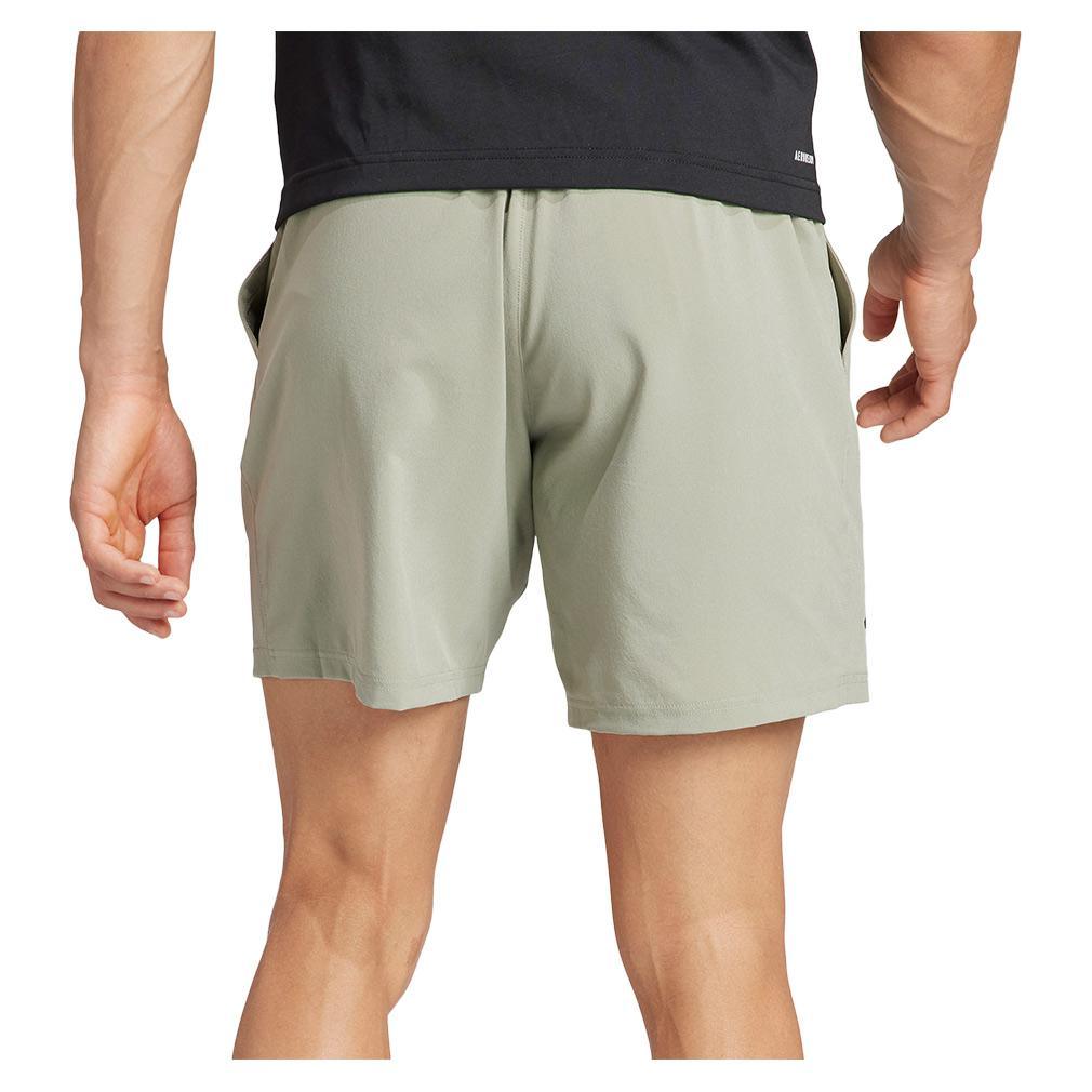 Men's 9 Inch Club Woven Stretch Tennis Shorts SIlver Pebble Adidas