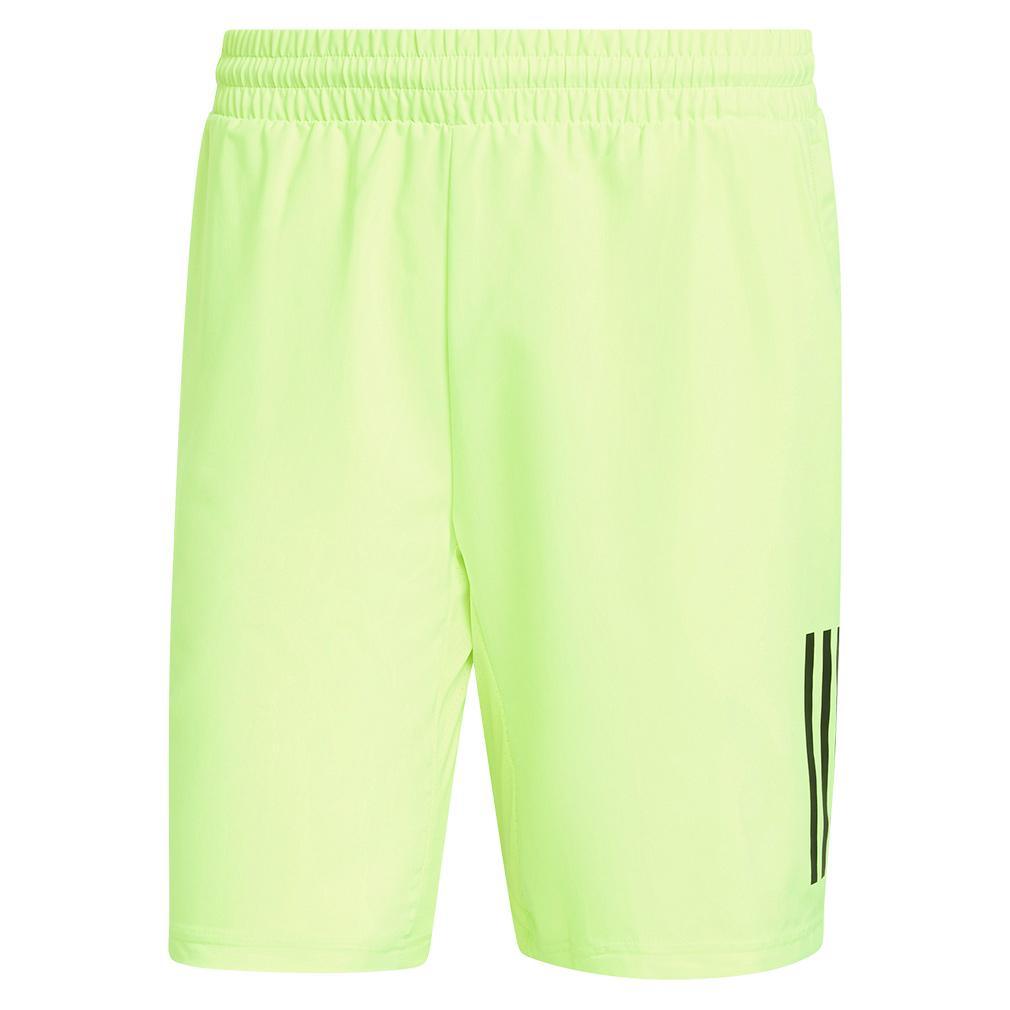 Mens Club 3 Stripe 9 Inch Tennis Short Lucid Lemon Apparel Adidas