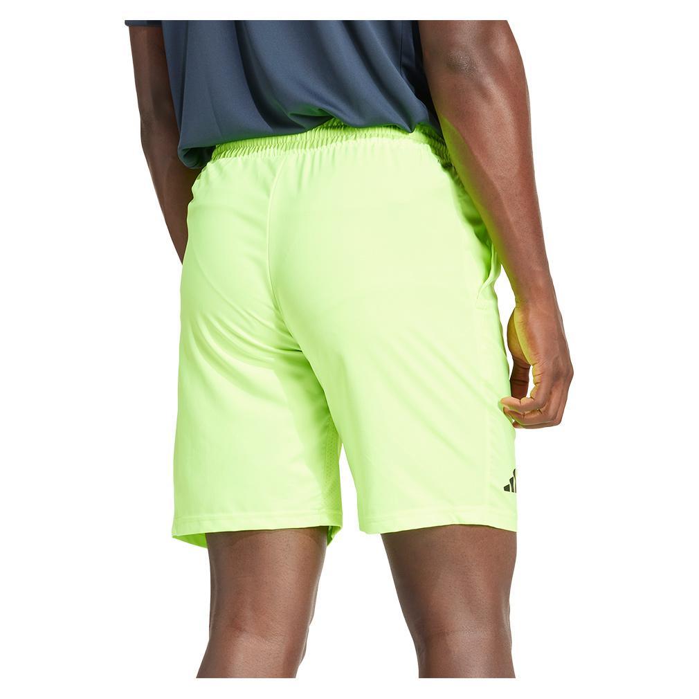 Mens Club 3 Stripe 9 Inch Tennis Short Lucid Lemon Apparel Adidas