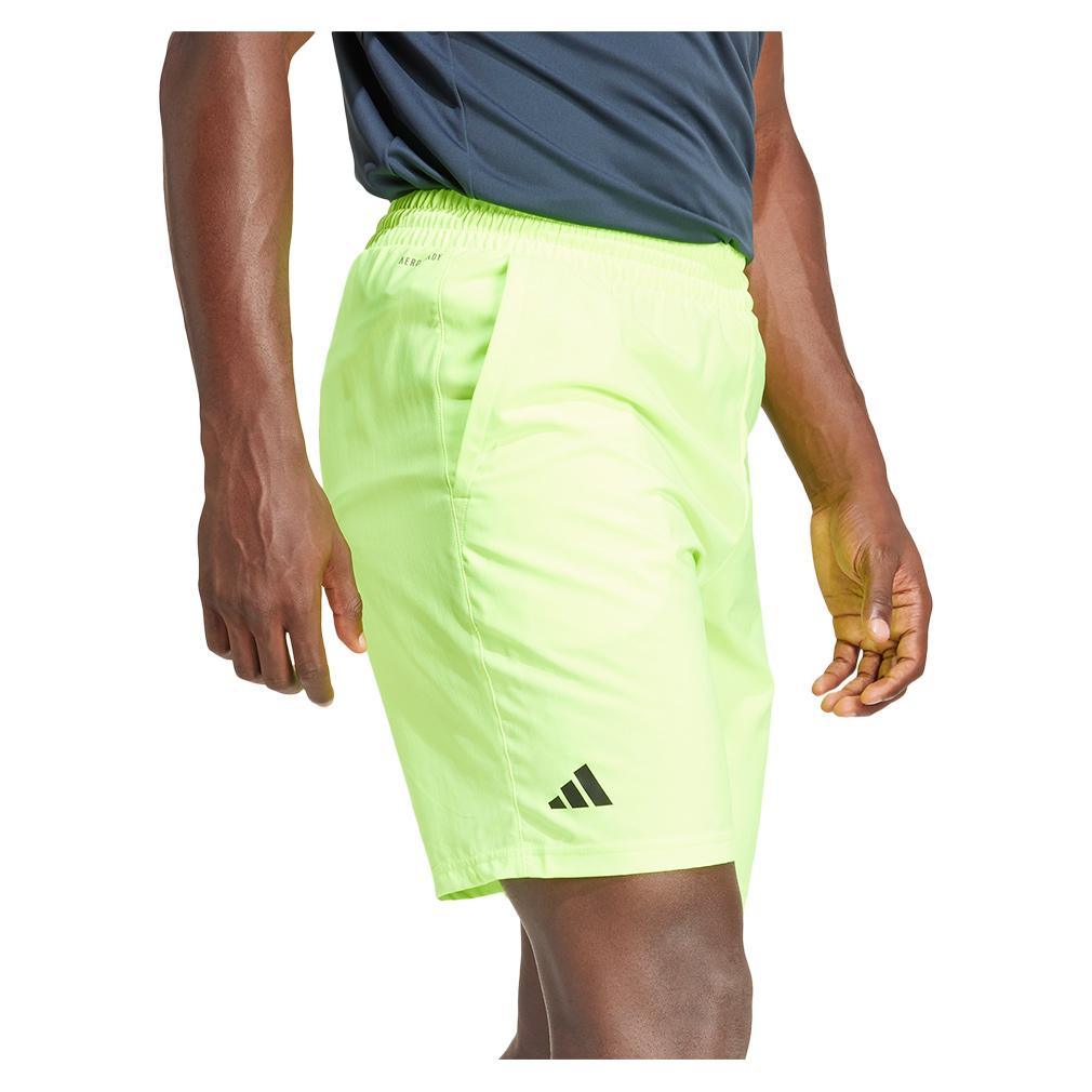 Mens Club 3 Stripe 9 Inch Tennis Short Lucid Lemon Apparel Adidas