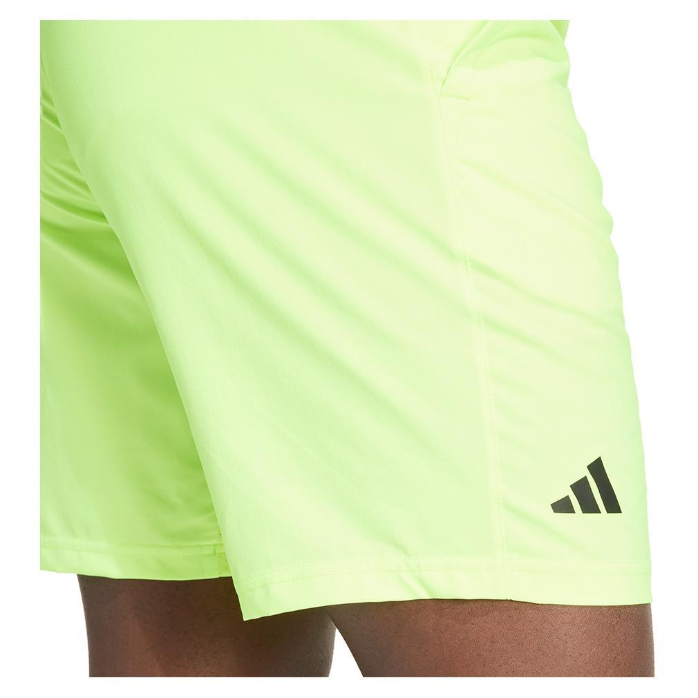 Mens Club 3 Stripe 9 Inch Tennis Short Lucid Lemon Apparel Adidas
