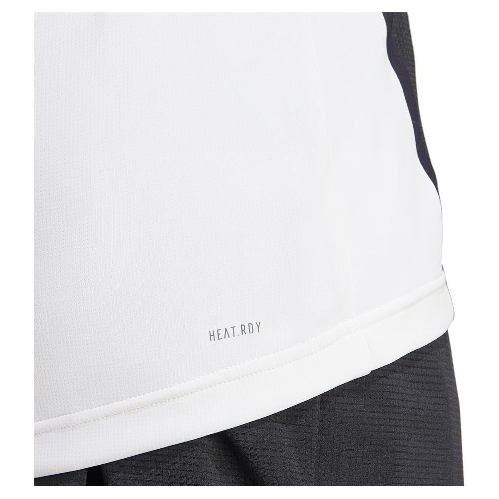 Men's Heat.RDY Freelift Henley Pro Tennis Top Black and White Adidas