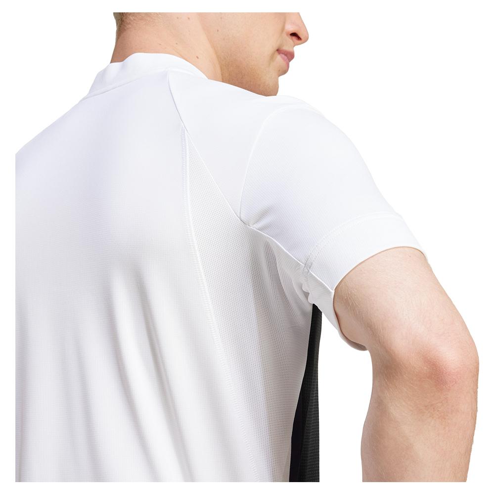 Men's Heat.RDY Freelift Henley Pro Tennis Top Black and White Adidas