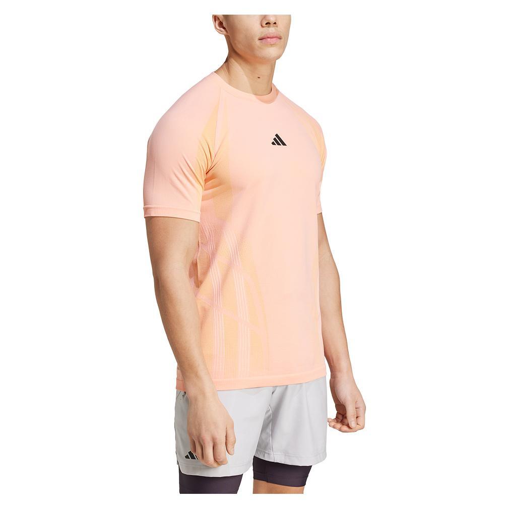 Mens Pro Seamless Tennis Top Semi Pink Spark and Pink Spark Apparel Adidas