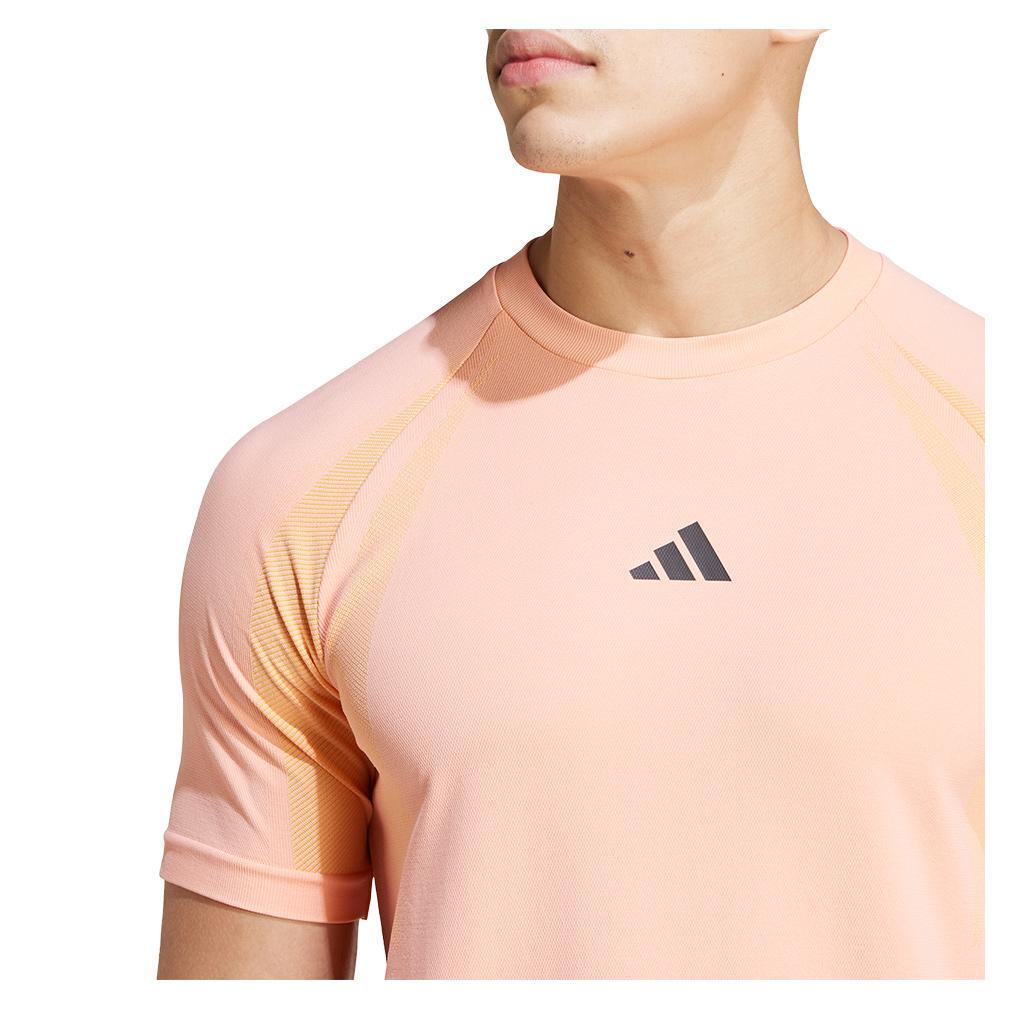 Mens Pro Seamless Tennis Top Semi Pink Spark and Pink Spark Apparel Adidas