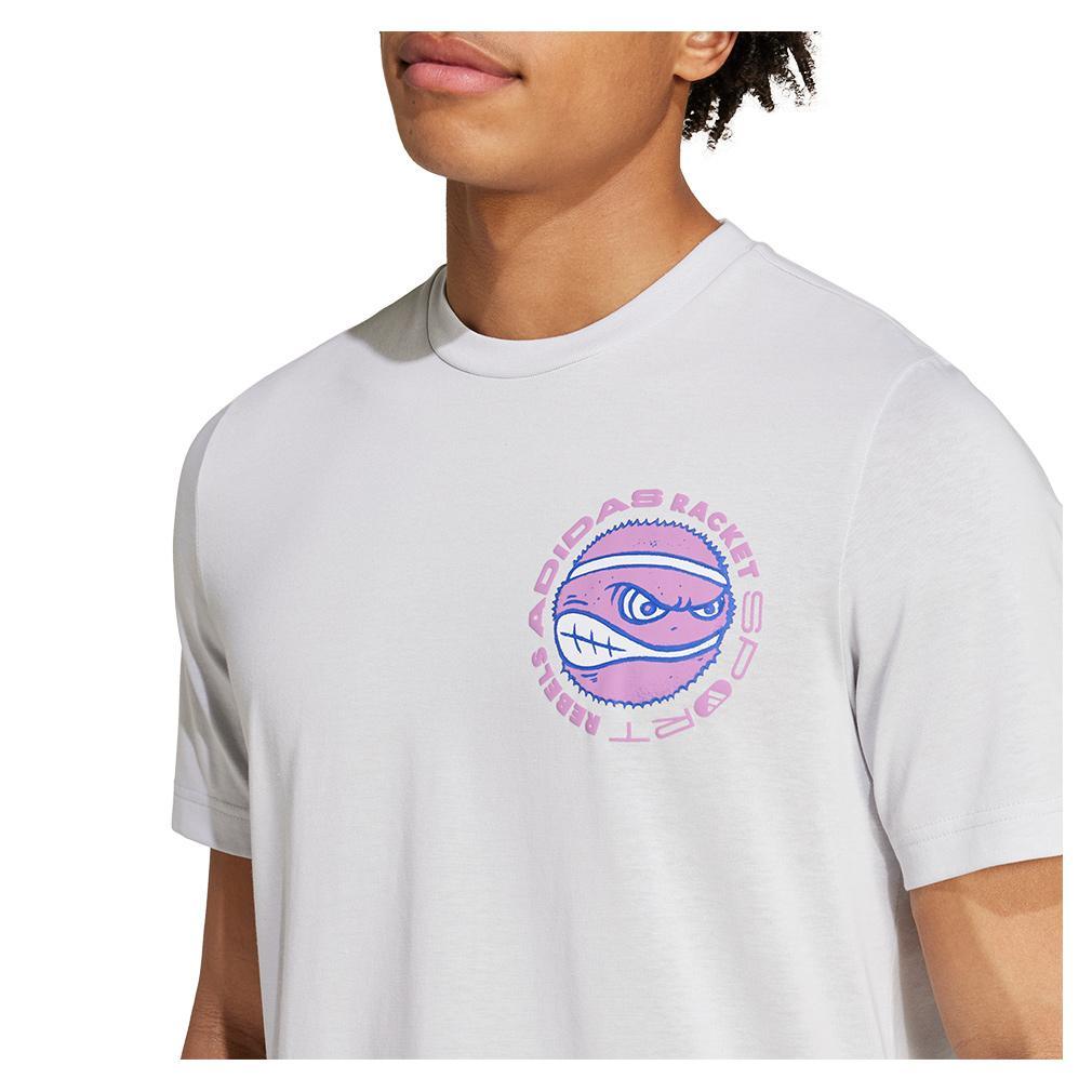 Mens Racket Graphic Tennis Top Dash Grey Apparel Adidas