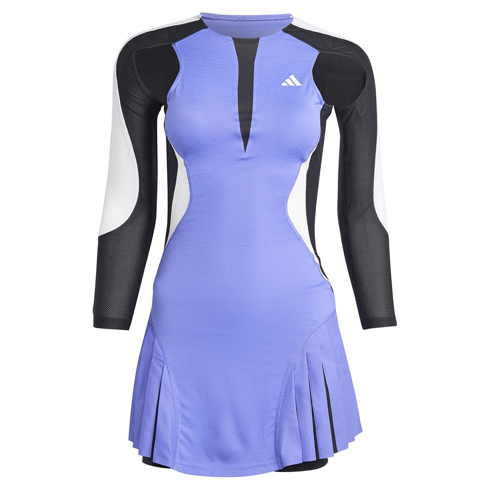 Womens Premium Aero.RDY Long Sleeve Tennis Dress Cobalt Blue and Black Apparel Adidas
