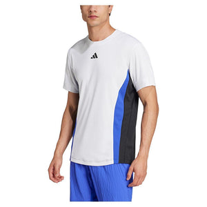 Mens Pro Freelift Tennis Top White and Lucid Blue Apparel Adidas