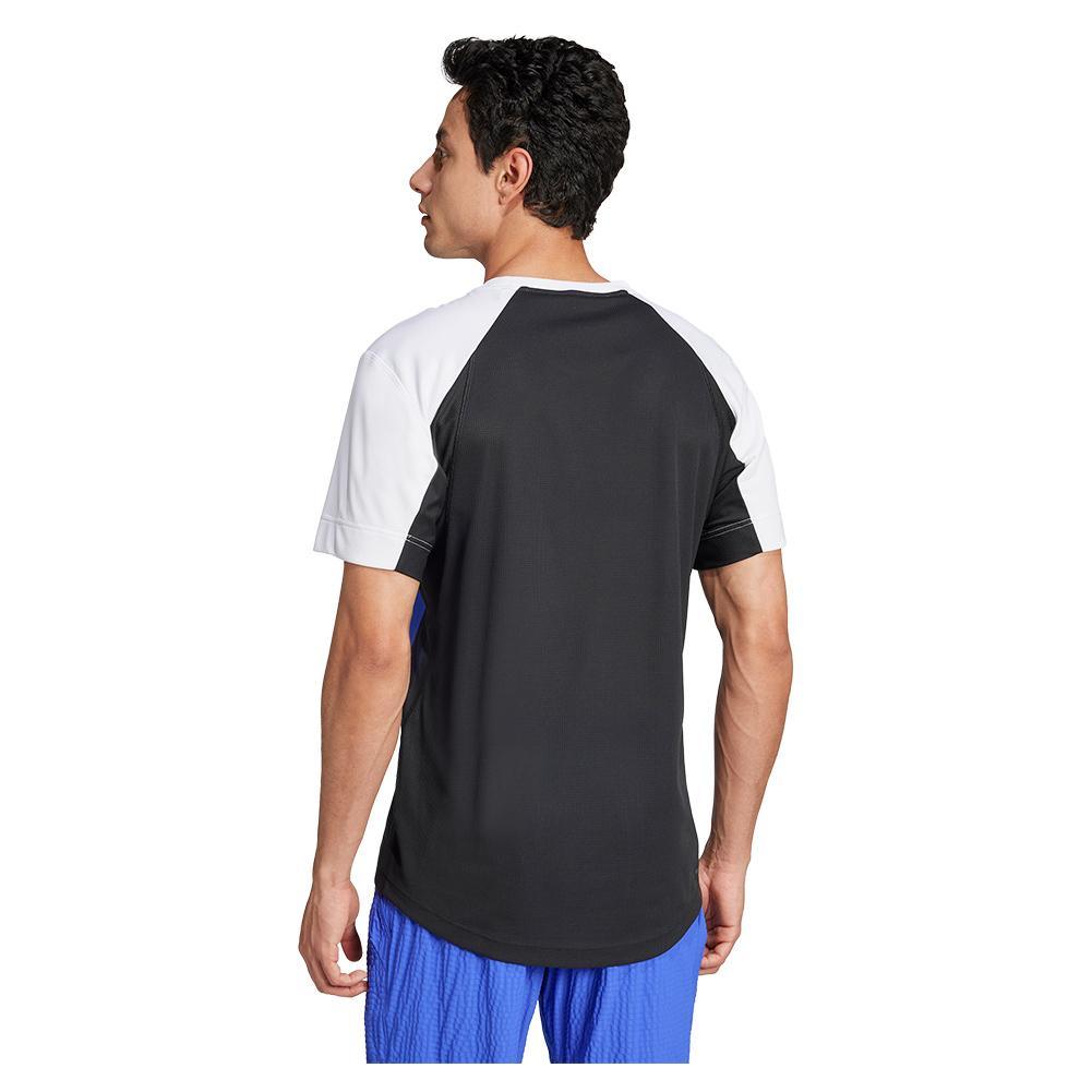Mens Pro Freelift Tennis Top White and Lucid Blue Apparel Adidas