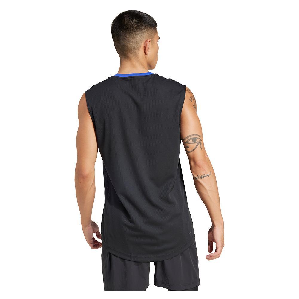 Mens Pro Tennis Tank Lucid Blue and Black Apparel Adidas