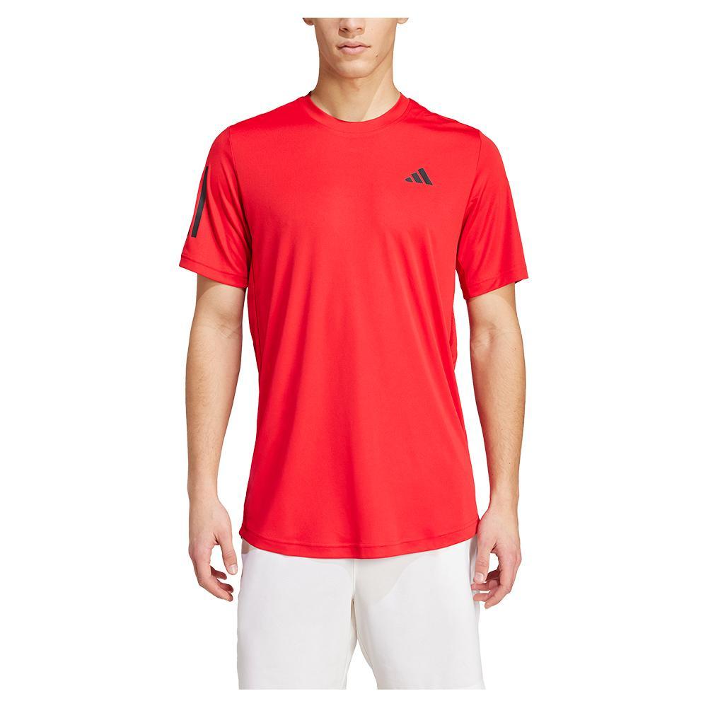 Mens 3 Stripe Tennis Top Better Scarlet Apparel Adidas