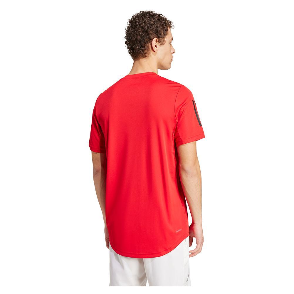 Mens 3 Stripe Tennis Top Better Scarlet Apparel Adidas