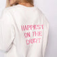 Women`s Happiest On The Court Tennis Sweatshirt White and Pink Apparel CourtLife