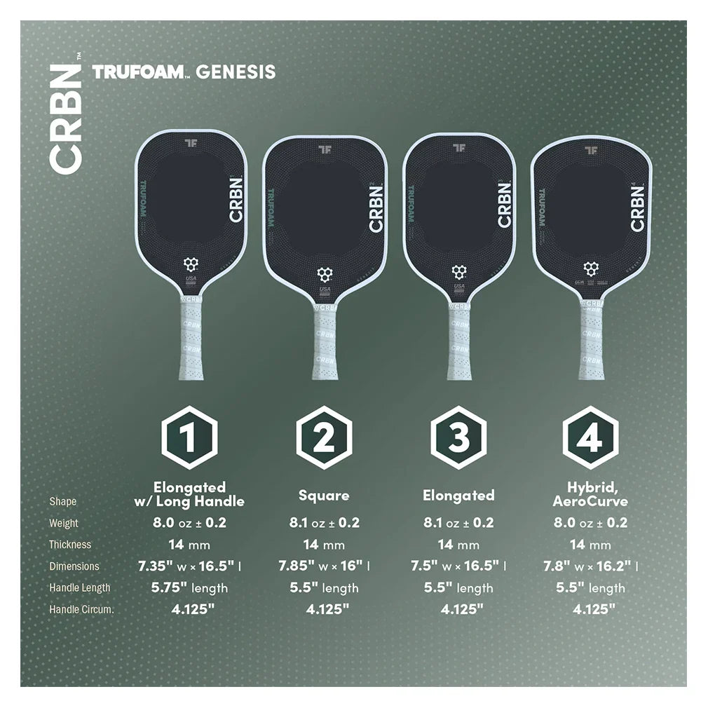 CRBN 4 Trufoam Genesis Pickleball Paddle Racquets Crbn Pickleball