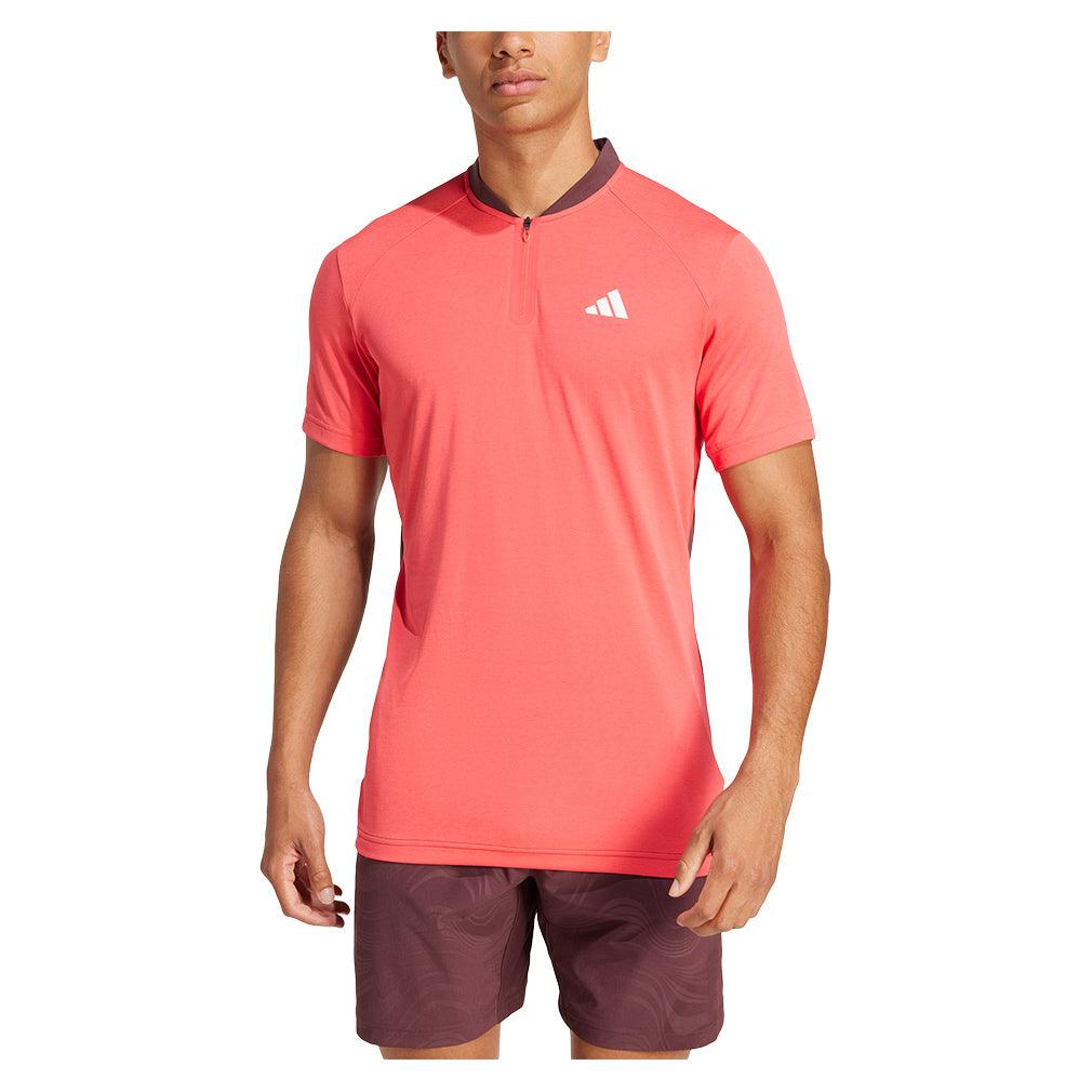 Men`s Freelift Pro Tennis Polo Semi Lucid Red Apparel Adidas