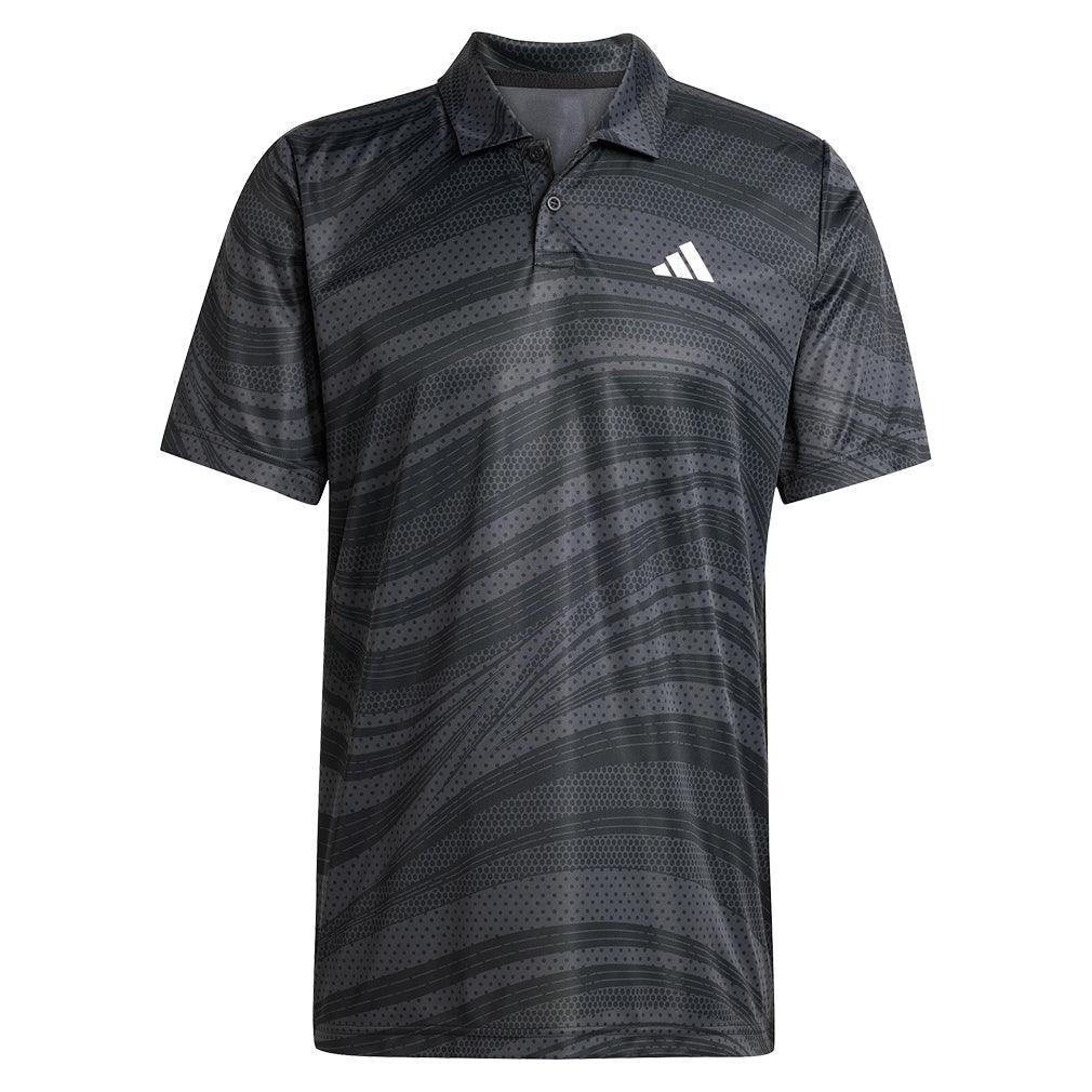Men`s Club Graphic Tennis Polo Black and Carbon Apparel Adidas