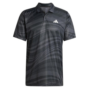 Men`s Club Graphic Tennis Polo Black and Carbon Apparel Adidas