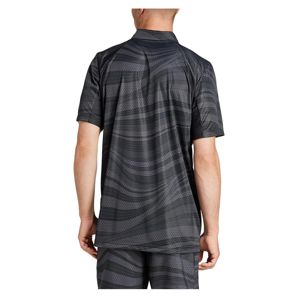 Men`s Club Graphic Tennis Polo Black and Carbon Apparel Adidas