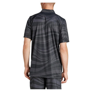 Men`s Club Graphic Tennis Polo Black and Carbon Apparel Adidas