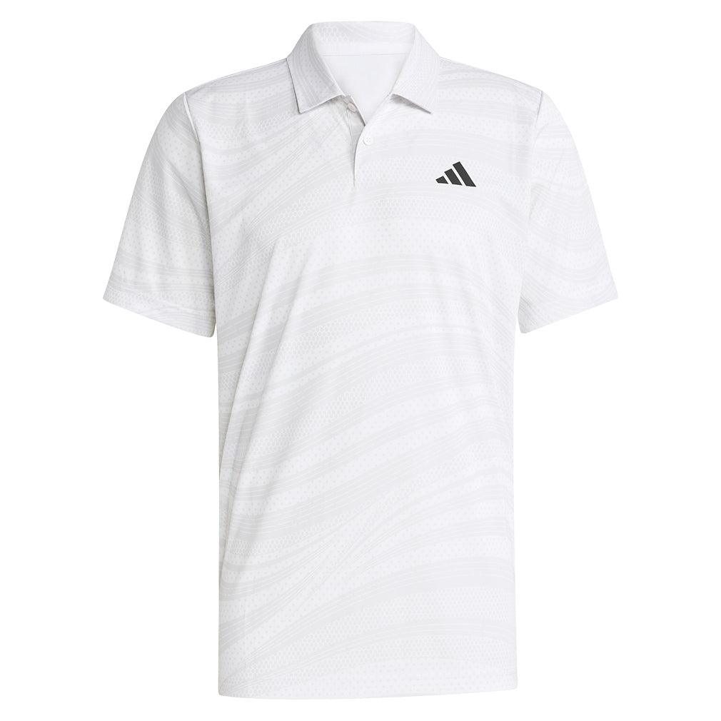 Men`s Club Graphic Tennis Polo Dash Grey and White Apparel Adidas
