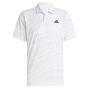 Men`s Club Graphic Tennis Polo Dash Grey and White Apparel Adidas
