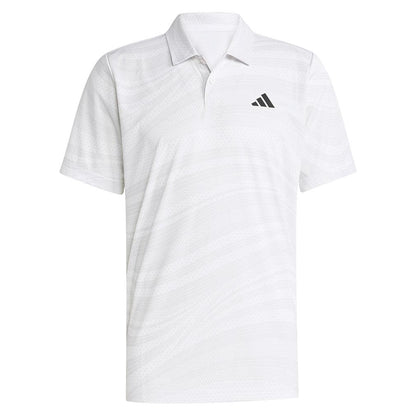 Men`s Club Graphic Tennis Polo Dash Grey and White Apparel Adidas