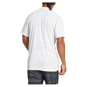 Men`s Club Graphic Tennis Polo Dash Grey and White Apparel Adidas