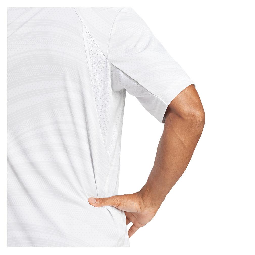 Men`s Club Graphic Tennis Polo Dash Grey and White Apparel Adidas