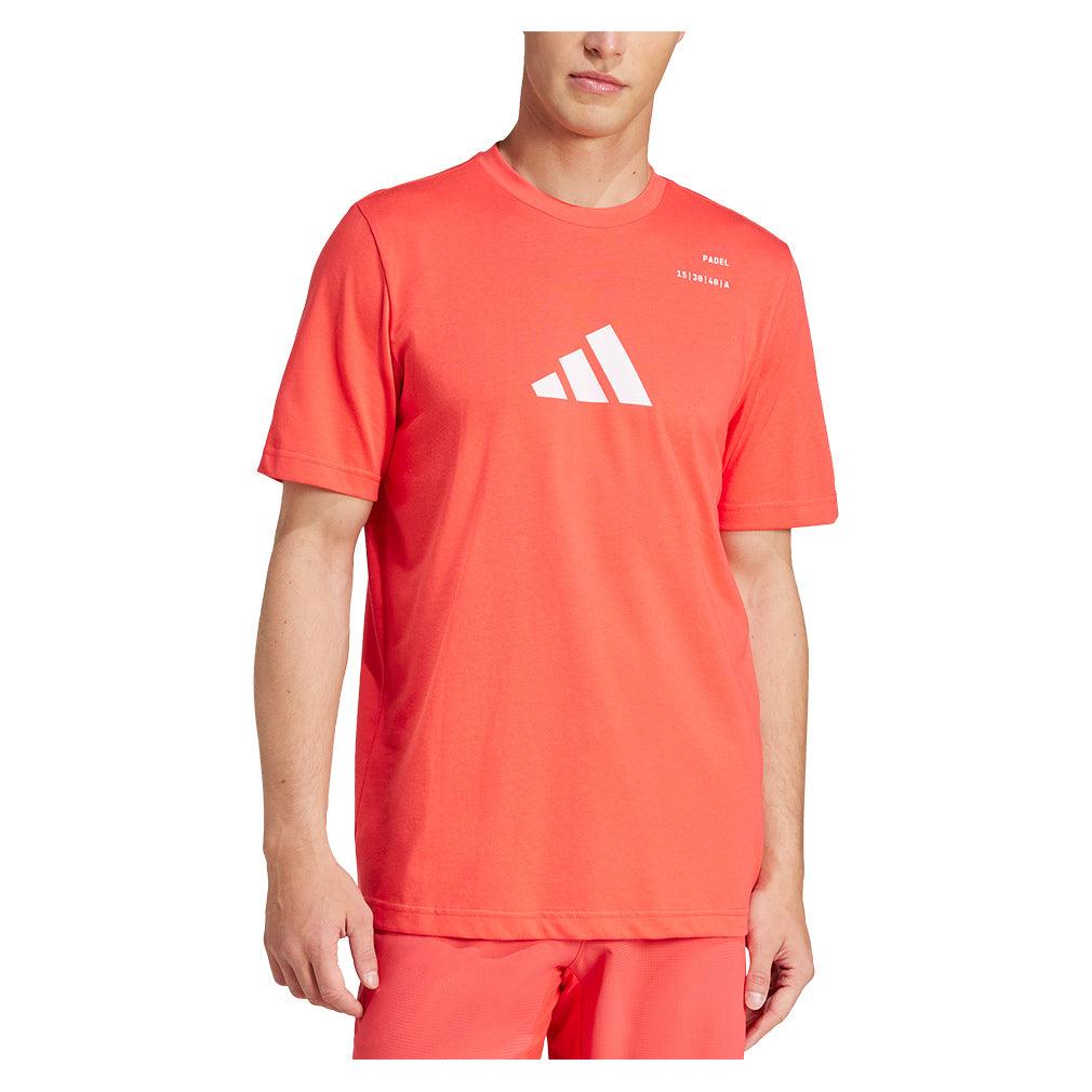 Men`s Padel Graphic Tennis Top Semi Lucid Red Apparel Adidas