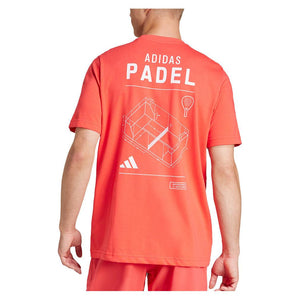 Men`s Padel Graphic Tennis Top Semi Lucid Red Apparel Adidas