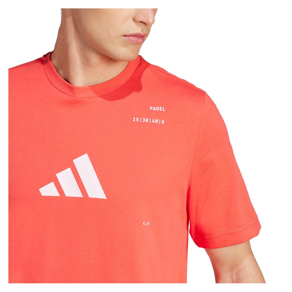 Men`s Padel Graphic Tennis Top Semi Lucid Red Apparel Adidas
