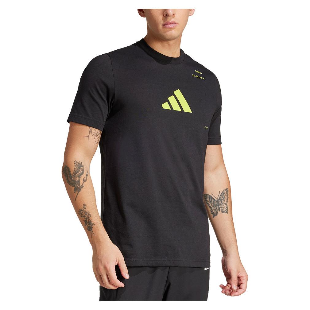 Men`s Graphic Tennis Top Black Apparel Adidas