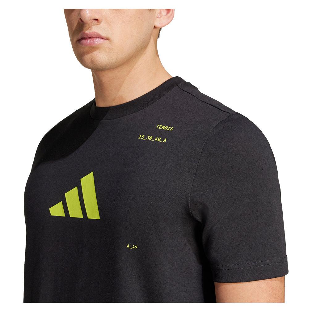 Men`s Graphic Tennis Top Black Apparel Adidas