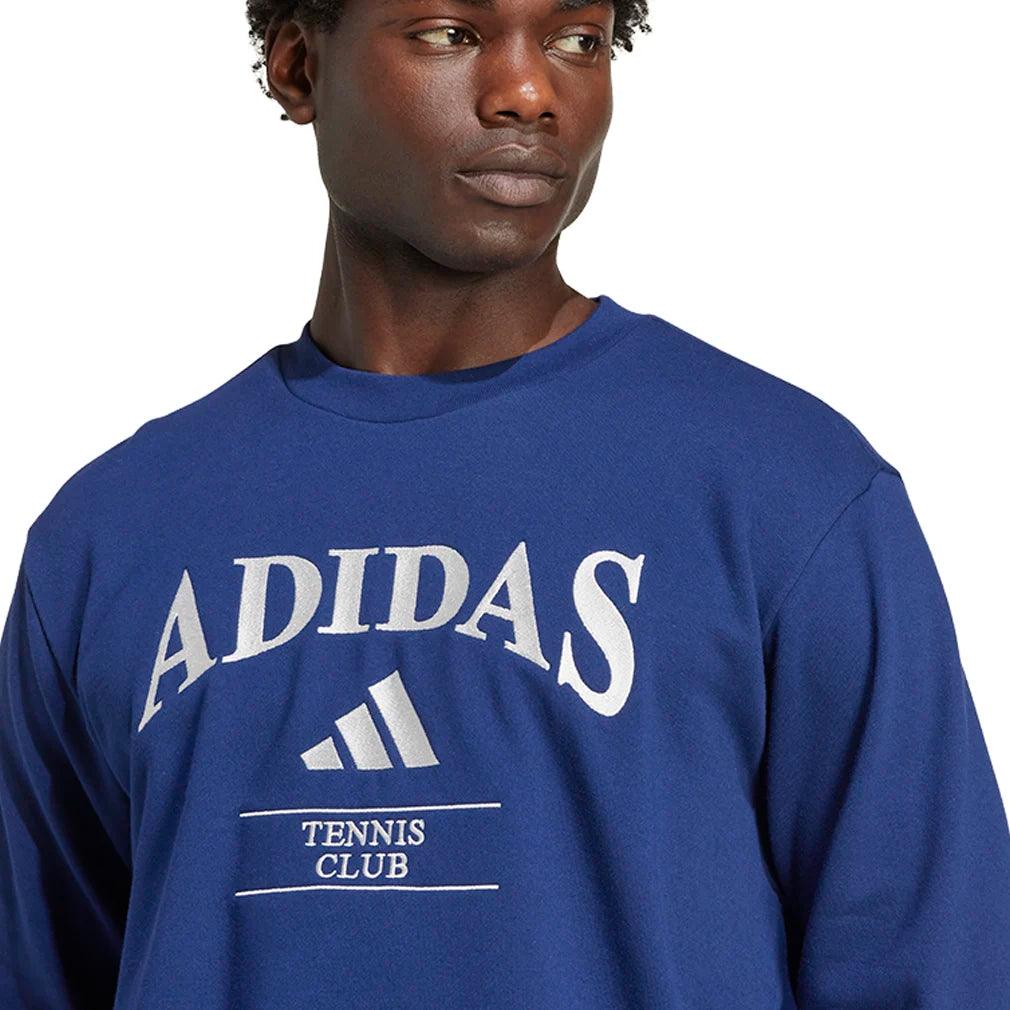 Men`s Long Sleeve Heritage Graphic Tennis Top Dark Blue Apparel Adidas