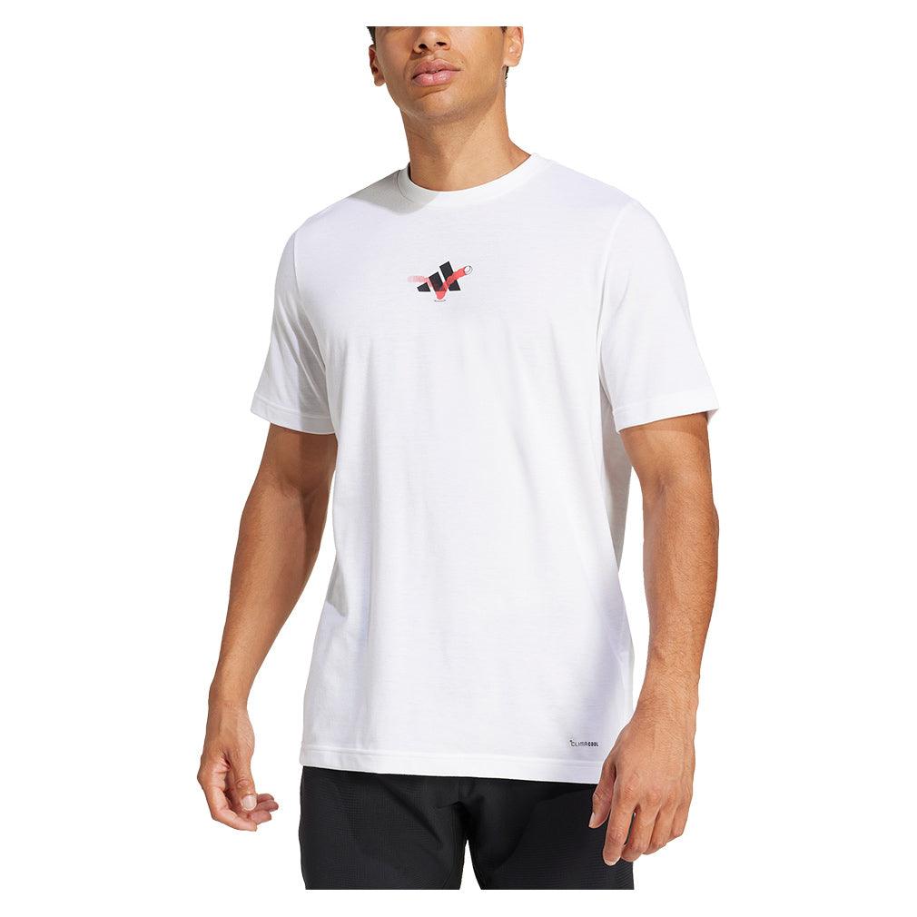 Men`s Grand Slams 3B Graphic Tennis Top White Apparel Adidas